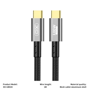 Xo gb020 usb3.2 transfer 20g / 4k@60hz+charge 100w кабель для передачи данных 1 м прозрачный