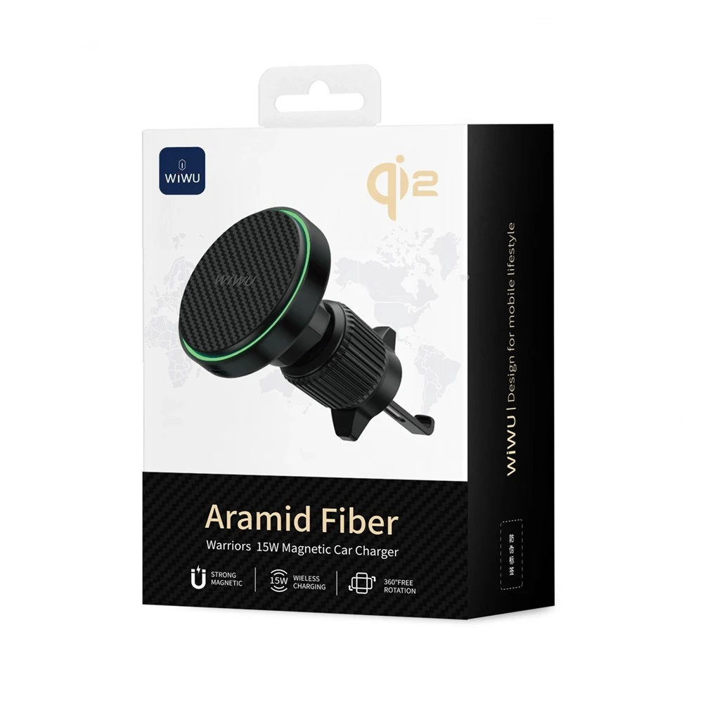Încărcător auto magnetic wireless wiwu 15w qi2.0 warriors ch-325 negru 3