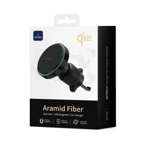 Încărcător auto magnetic wireless wiwu 15w qi2.0 warriors ch-325 negru Thumbnail 3