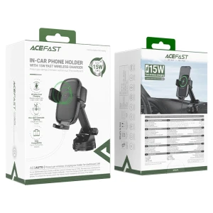 Suport auto cu încărcare wireless tip presă acefast d49 pentru bord, negru Thumbnail 2
