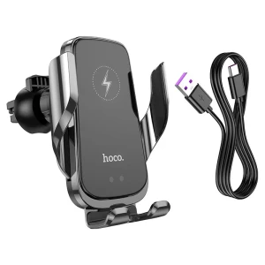 Suport auto hoco ca202 plus enlightener cu încărcare wireless prin inducție infraroșu (orificie de aer) metalic negru