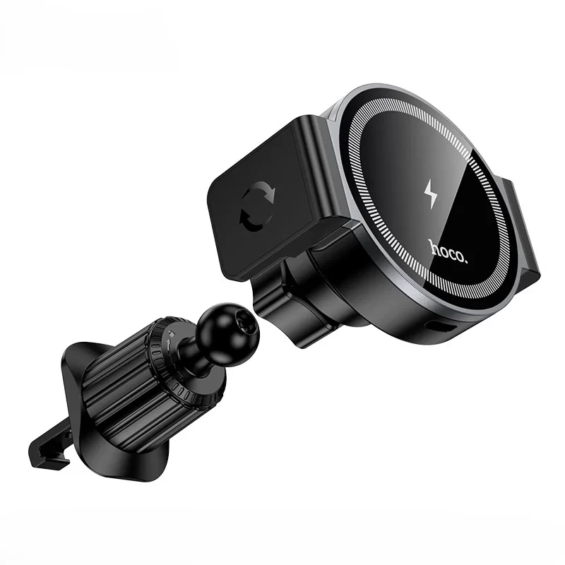 Suport auto magnetic electric hoco hw35 power cu încărcare rapidă wireless (orificie de aer) negru 3