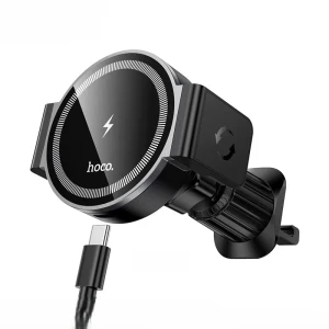 Suport auto magnetic electric hoco hw35 power cu încărcare rapidă wireless (orificie de aer) negru Thumbnail 2
