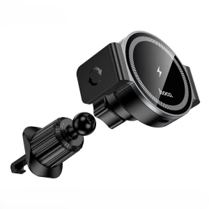 Suport auto magnetic electric hoco hw35 power cu încărcare rapidă wireless (orificie de aer) negru Thumbnail 3