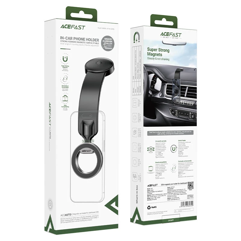 Suport auto magnetic acefast d36 pentru bord, negru 7