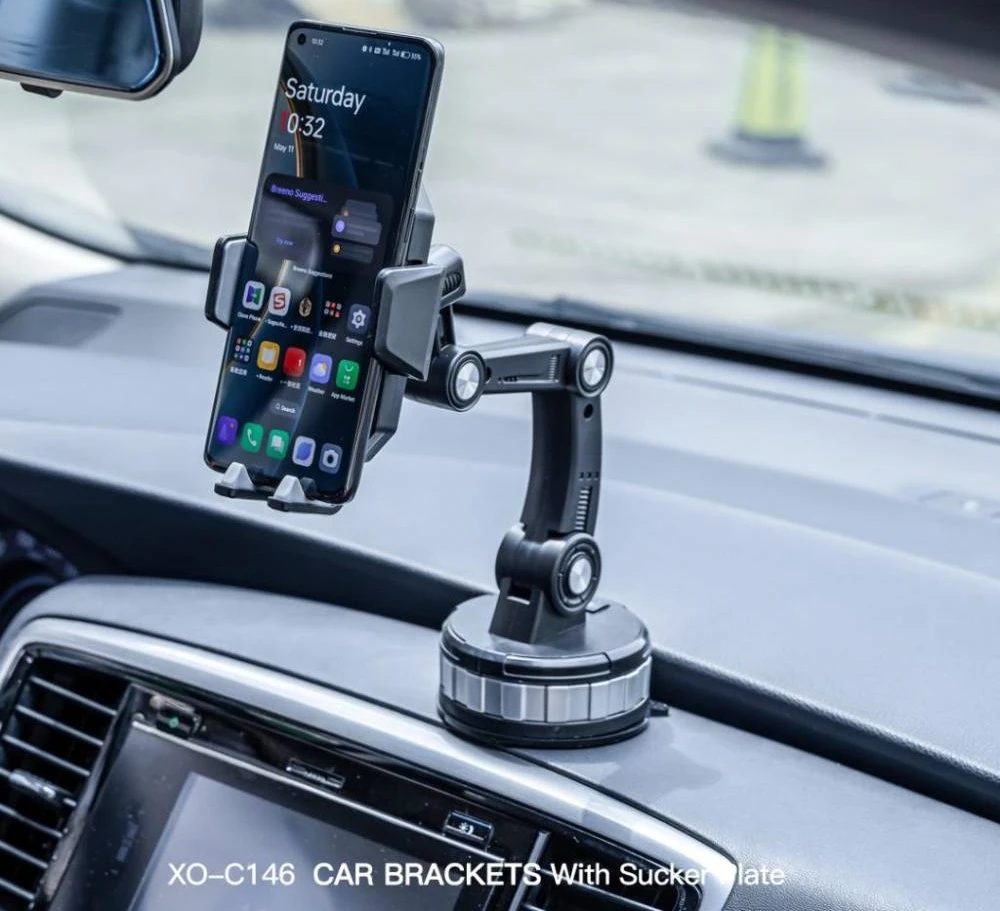Suport telefon mobil rotativ cu ventuză xo c146, negru 2