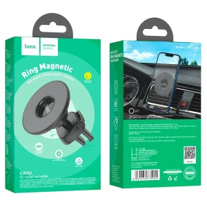 Hoco ca112 excelle suport magnetic auto cu inel de evacuare a aerului, negru Thumbnail 4