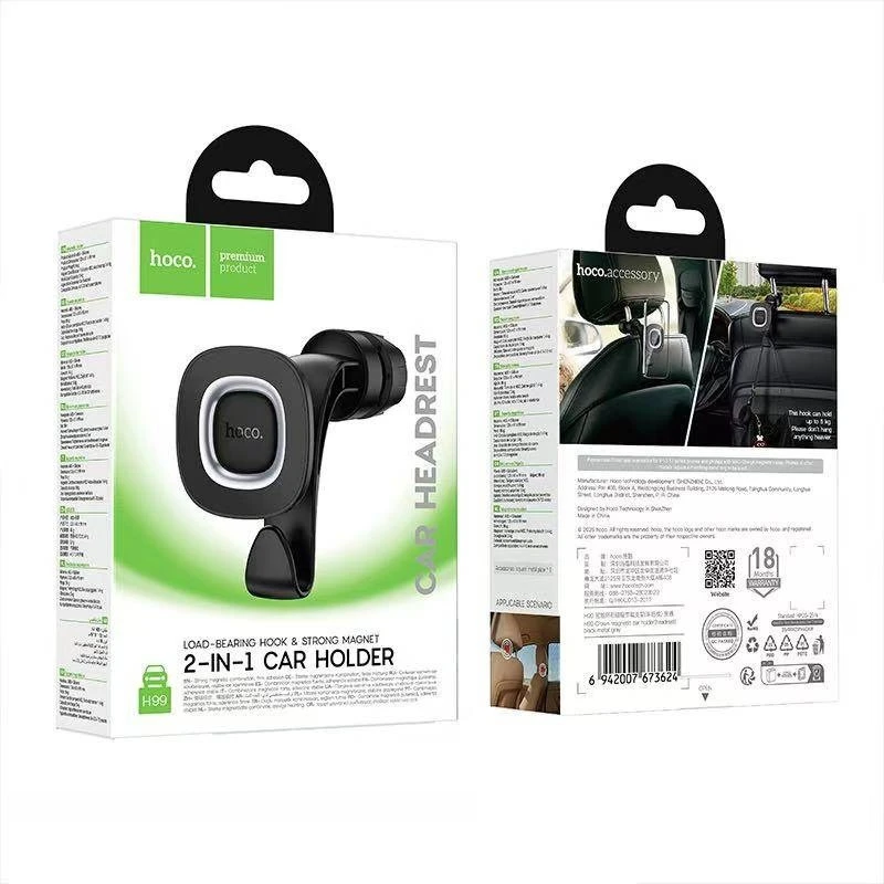 Suport auto magnetic hoco h99 crown (tetieră) negru metalizat gri 2