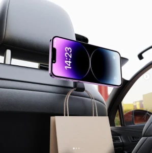 Suport magnetic pentru telefon xo c195 magsafe cu cârlig pentru bancheta spate auto (include inel magnetic) negru