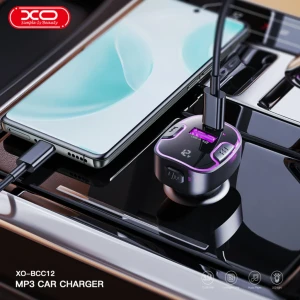Xo bcc12 lumină de atmosferă inteligentă cu bluetooth mp3+5v3.1a încărcată pentru mașină, neagră