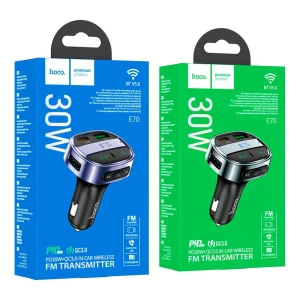 Hoco e70 pd30w+qc3.0 transmițător auto bt fm noapte magică Thumbnail 3