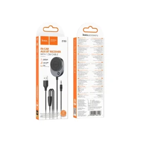 Receptor auto hoco e150 path aux bt cu cablu gri metalizat Thumbnail 2