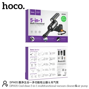 Многофункциональный пылесос hoco dph05 cool clean 5-в-1 с воздушным насосом, черный. Thumbnail 8