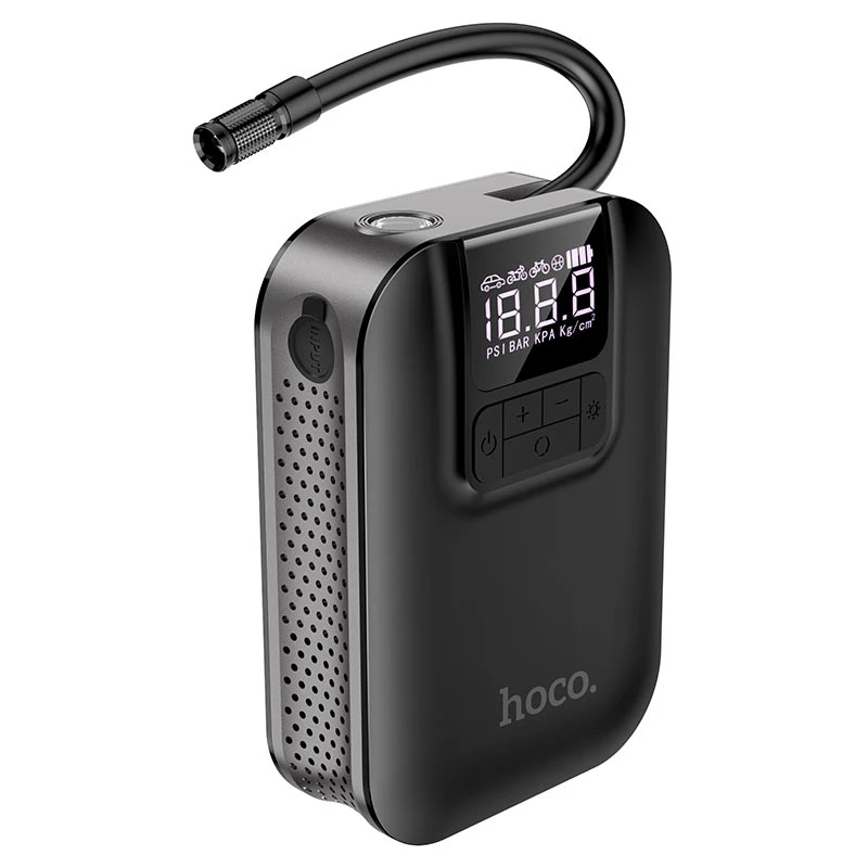 Портативный интеллектуальный воздушный насос hoco s53 breeze, черный. 3