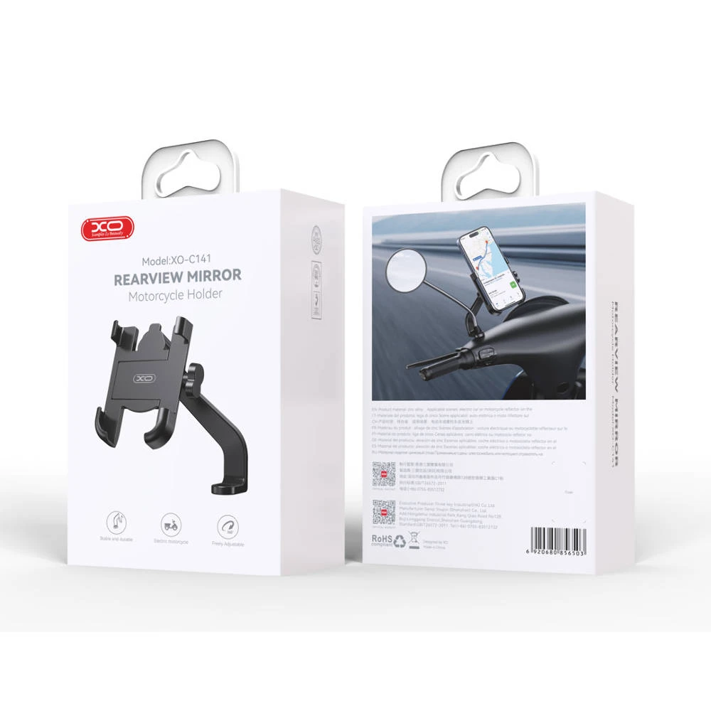 Suport telefon mobil metalic xo c141 pentru bicicletă, negru 5