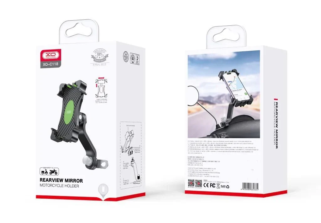 Suport telefon mobil xo c118 pentru motocicletă, cu rotație la 360°, negru 3