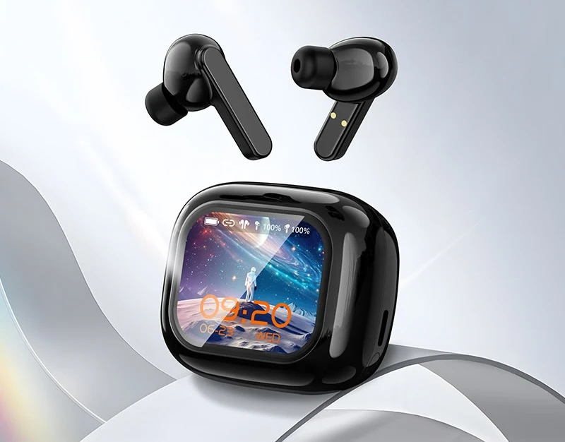 Căști bluetooth hoco des53 enthusiast cu ecran tactil inteligent, negre 2