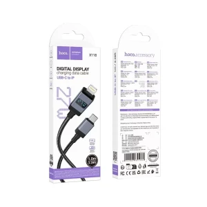 Hoco x118 generous pd27w cablu pentru încărcare și transfer de date cu afișaj lightning negru Thumbnail 3