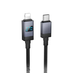 Hoco x118 generous pd27w кабель для зарядки и передачи данных с дисплеем lightning черный