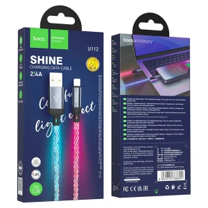Hoco u112 shine cablu pentru încărcare și transfer de date pentru lightning gri Thumbnail 2