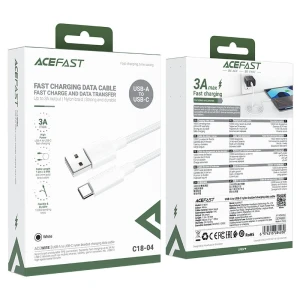 Acefast c18-04 usb-a la usb-c împletit cablu pentru încărcare și transfer de date alb Thumbnail 2