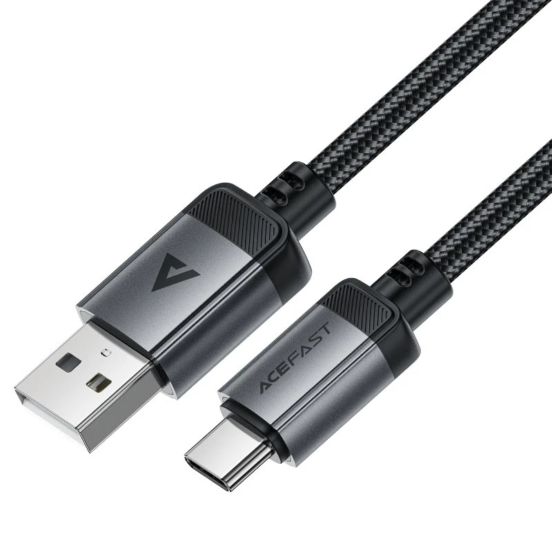 Acefast c20-04 usb-a la usb-c din aliaj de aluminiu cablu pentru încărcare și transfer de date negru 2