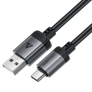 Acefast c20-04 usb-a la usb-c din aliaj de aluminiu cablu pentru încărcare și transfer de date negru