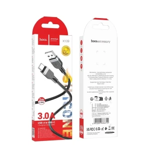 Hoco x109 energy din silicon cablu pentru încărcare și transfer de date usb-c(lungime 2 m) negru Thumbnail 2