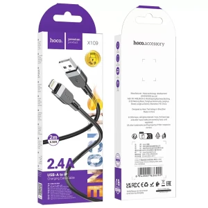 Hoco x109 energy din silicon cablu pentru încărcare și transfer de date lightning(lungime 2 m) negru Thumbnail 2