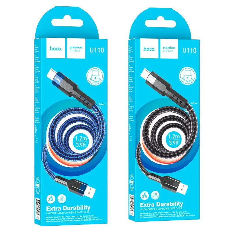 Hoco u110 usb-c cablu pentru încărcare și transfer de date albastru 2