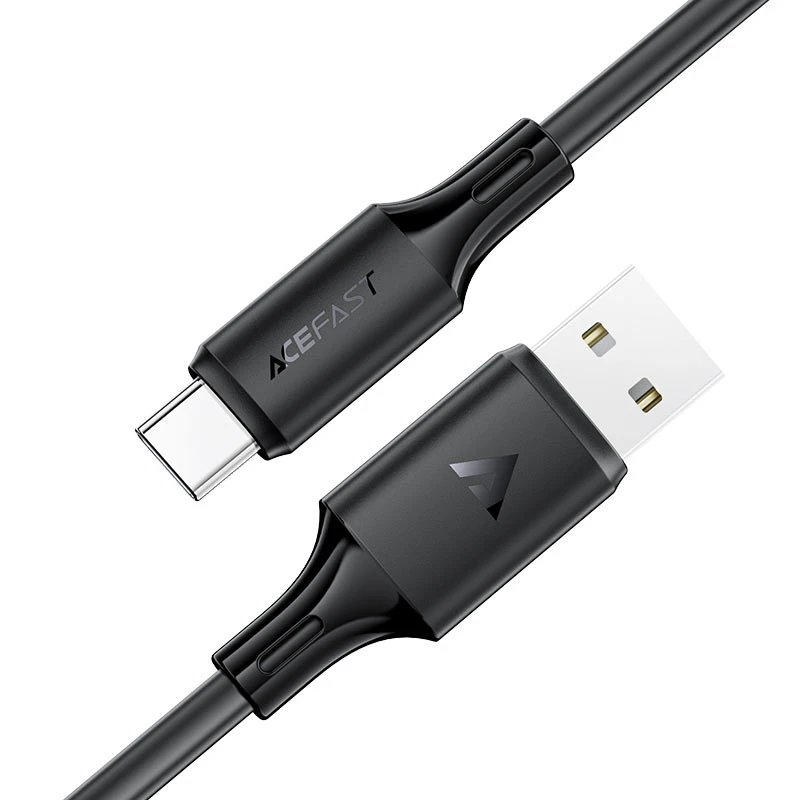 Acefast c17-04 usb-a la usb-c din silicon cablu pentru încărcare și transfer de date negru 4