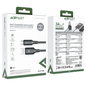 Acefast c17-04 usb-a la usb-c din silicon cablu pentru încărcare și transfer de date negru Thumbnail 5