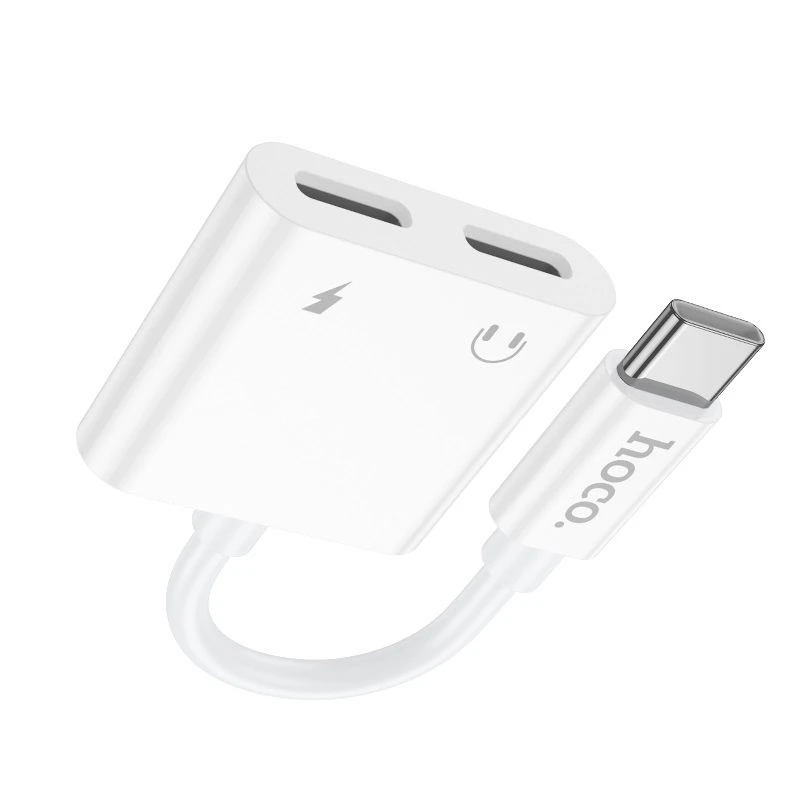 Hoco dup08 stream dual usb-c цифровой аудиоадаптер белый 5