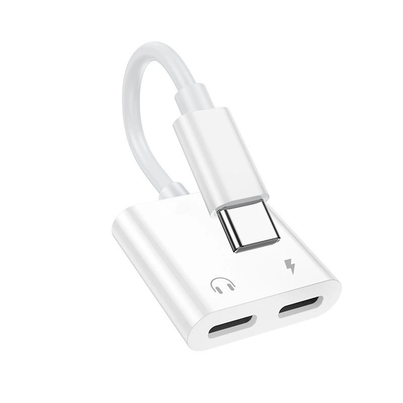 Hoco dup08 stream dual usb-c цифровой аудиоадаптер белый 2