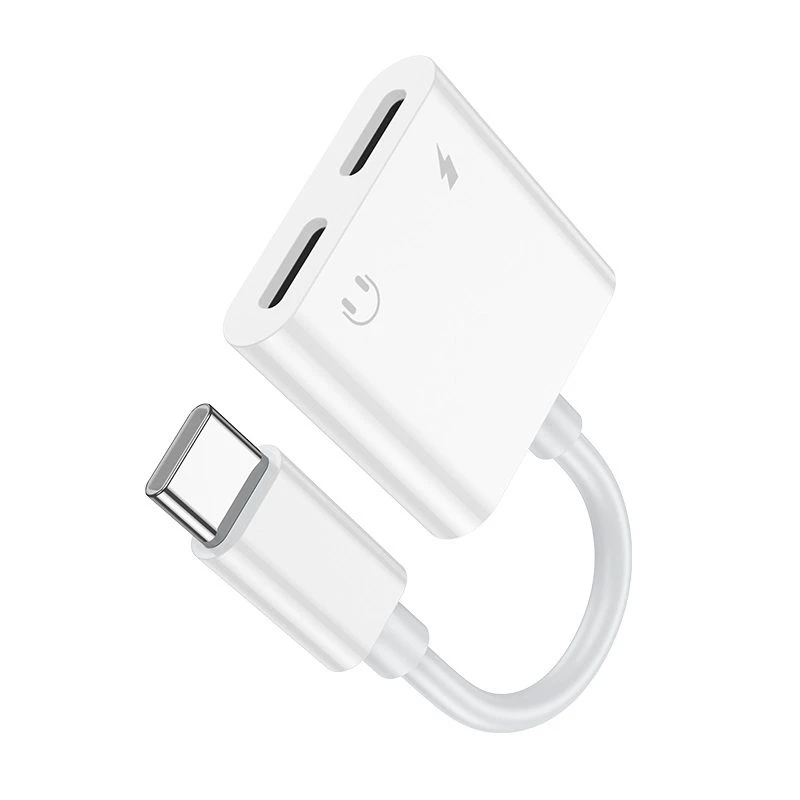 Hoco dup08 stream dual usb-c цифровой аудиоадаптер белый 4