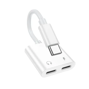 Hoco dup08 stream dual usb-c цифровой аудиоадаптер белый Thumbnail 2