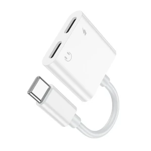Hoco dup08 stream dual usb-c цифровой аудиоадаптер белый Thumbnail 4