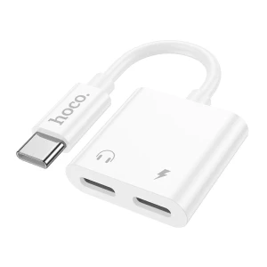 Hoco dup08 stream dual usb-c цифровой аудиоадаптер белый