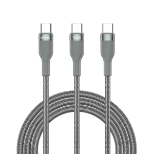 Wiwu wi-c029 usb-c la usb-c + usb-c 100w concise seria 2 în 1 gri