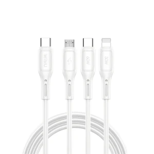 Wiwu wi-c046e usb-c la usb-c + lightning + micro-usb-usb usb-c 3 în 1 starlink seria 3 în 1 cablu alb