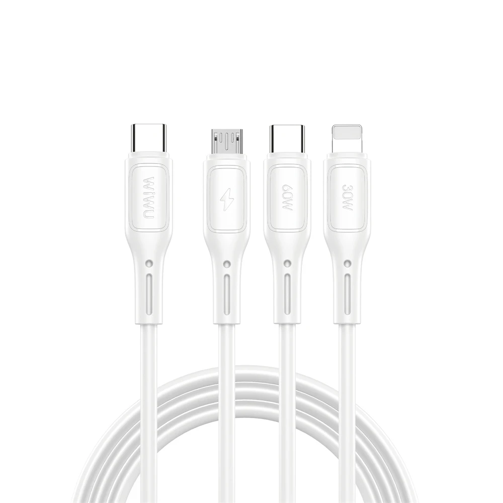 Wiwu wi-c046e usb-c на usb-c + lightning + micro-usb-usb usb-c 3 в 1 starlink серия 3 в 1 кабель белый 2