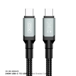 Xo nb-q264a usb-c на usb-c 240w высокой мощности кабель для передачи данных 1 м черный Thumbnail 2