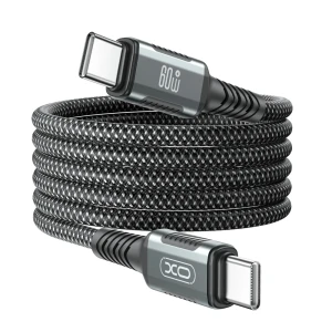 Xo nb-q267 магнитный в оплетке usb-c на usb-c 60w кабель для передачи данных 1 м черный Thumbnail 2