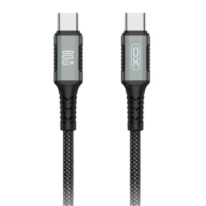 Xo nb-q267 магнитный в оплетке usb-c на usb-c 60w кабель для передачи данных 1 м черный