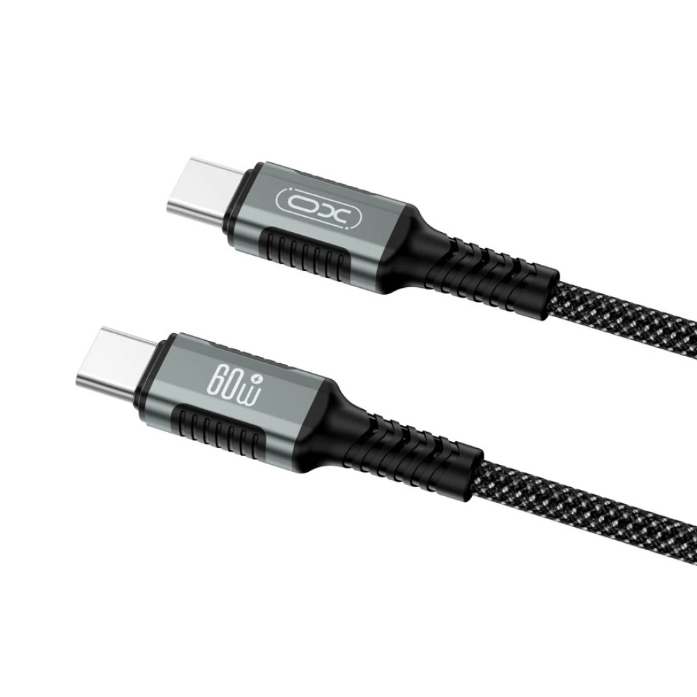 Xo nb-q267 магнитный в оплетке usb-c на usb-c 60w кабель для передачи данных 1 м черный 3