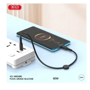 Xo nb-q248b suluo серия портативный силиконовый usb-c на usb-c 60w кабель для передачи данных длина 25 см strip кабель черный