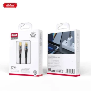 Xo nb-q223a прозрачная серия с позолоченными контактами usb-c на lightning 27w в оплетке кабель для передачи данных черный Thumbnail 2