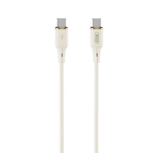Xo nb-q261 usb-c на usb-c 60w real силиконовый кабель для передачи данных 1 м бежевый