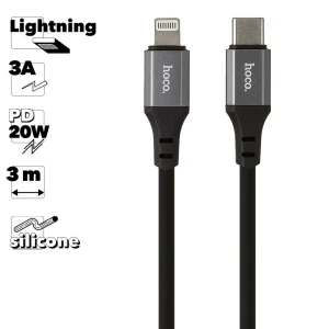 Hoco x92 honest pd din silicon cablu pentru încărcare și transfer de date pentru lightning(lungime 3 m) negru Thumbnail 2