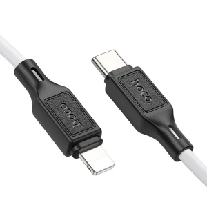 Hoco x90 cool din silicon cablu pentru încărcare și transfer de date pentru lightning alb